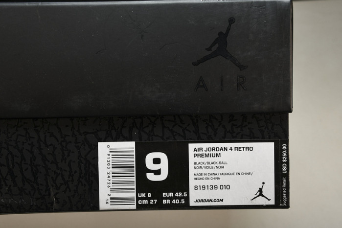 air jordan 4 preM1vm black  819139-010