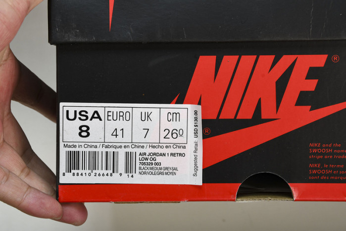 AIR JORDAN 1 Retro Low Black Grey 705329-003